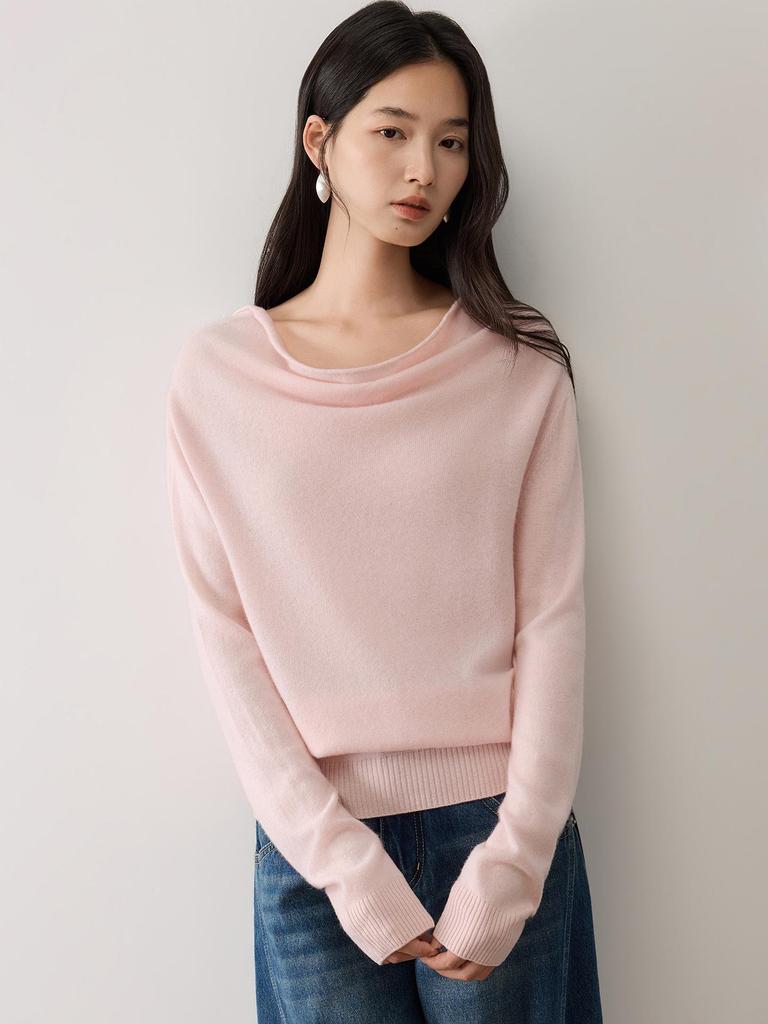 Cashmere Loose Neck Sweater - Women's Autumn/Winter 2026 Knit, Versatile & Slimming Solid Color