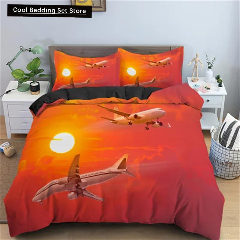 3D Airplane Printed Bedding Set Kids Adults 2/3pcs Duvet Cover With Pillowcase Comforter Bedding Quilt Cover Luxury Bedding Set