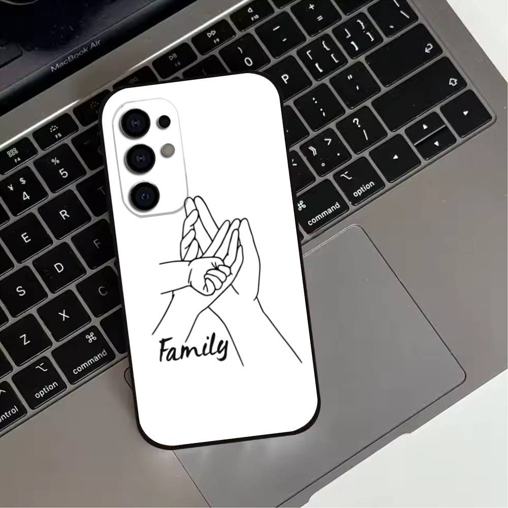 Baby Mom Dad Family Hand Phone Case For Samsung S25,S24,S21,S22,S23,S30,Ultra,S20,Plus,Fe,Lite,Note,10,Black Cover