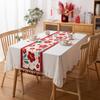 Red Floral Table Runner with Double Happiness Character Festive Tulip Fringe Bed End Flag Christmas Nightstand Cover