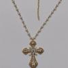 Victorian Gothic Punk Cross Necklace - Large White Pearl Vampire Pendant Diamond Jewelry