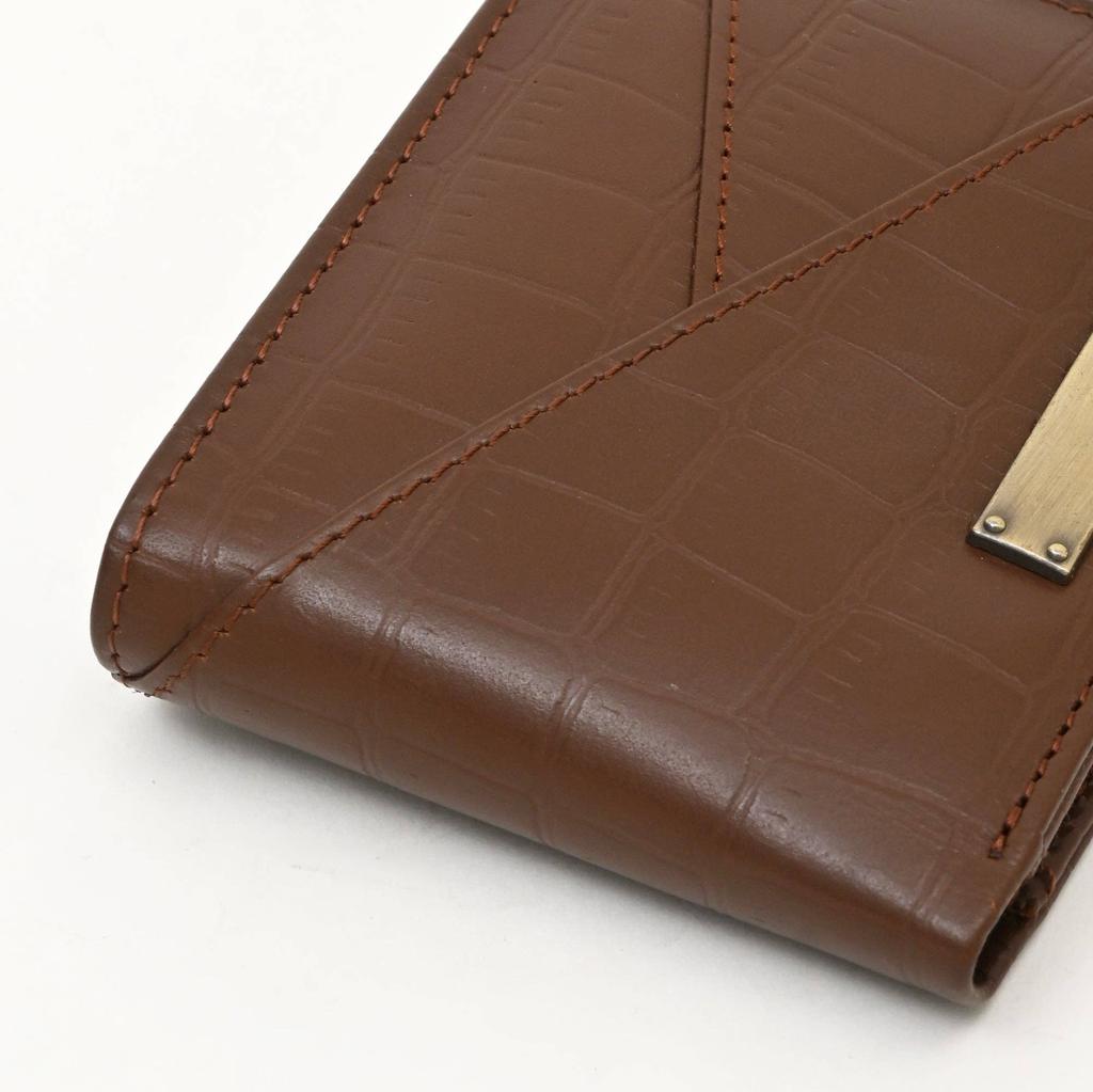 Leather Wallet 2S Crobrn -Premium Brown Croc-Embossed Napa Leather Wallet for Men with Coin Pocket & Card Slots