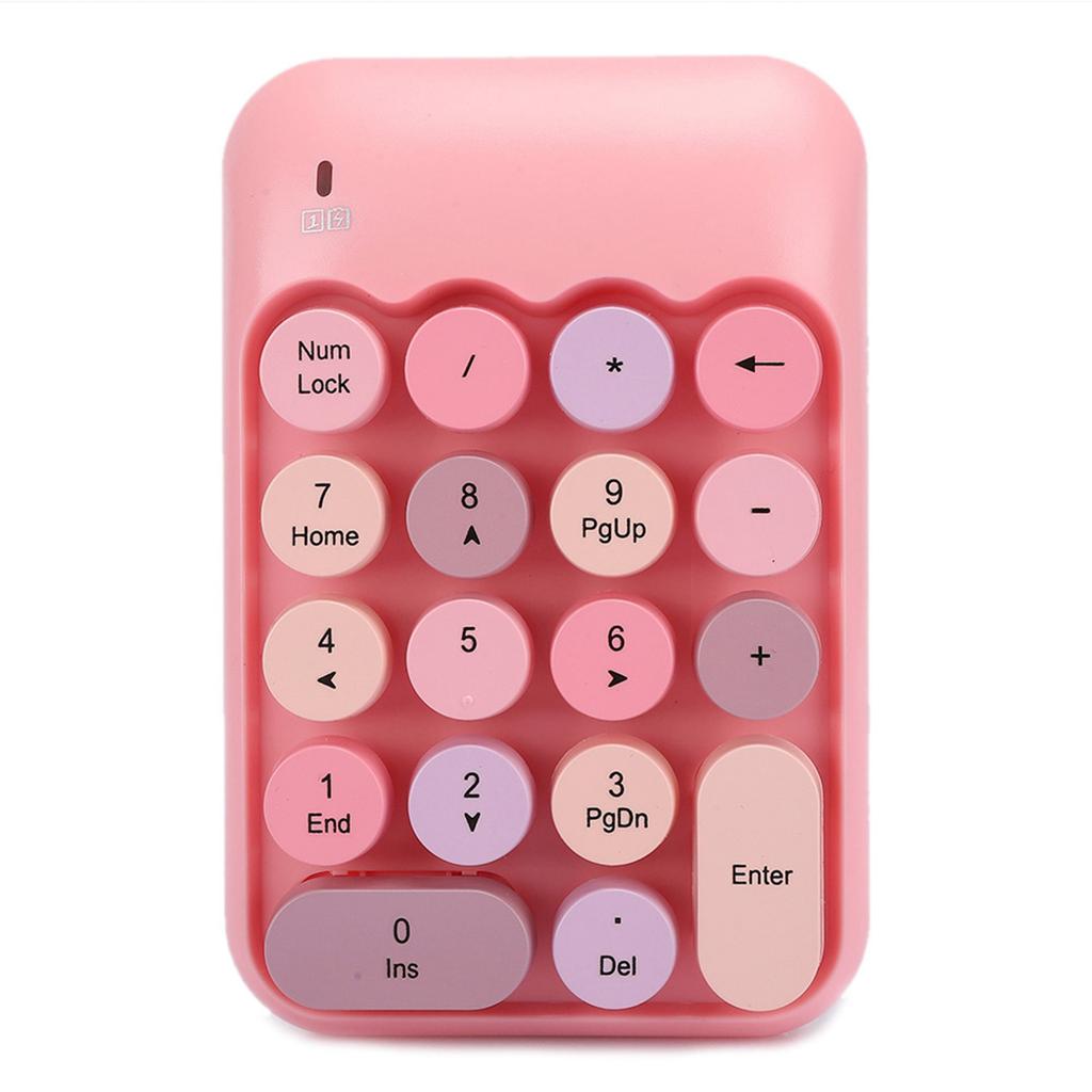 Mini 2.4G Wireless Numeric Keypad Vintage Colorful Round Cap Num Keyboard Waterproof 18 Keys for Financial Accounting