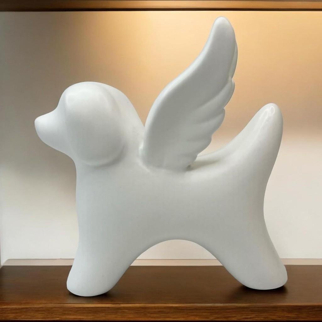 Charming Angel Wings Dog Statue Resin Decorative Art Piece For Home And Garden