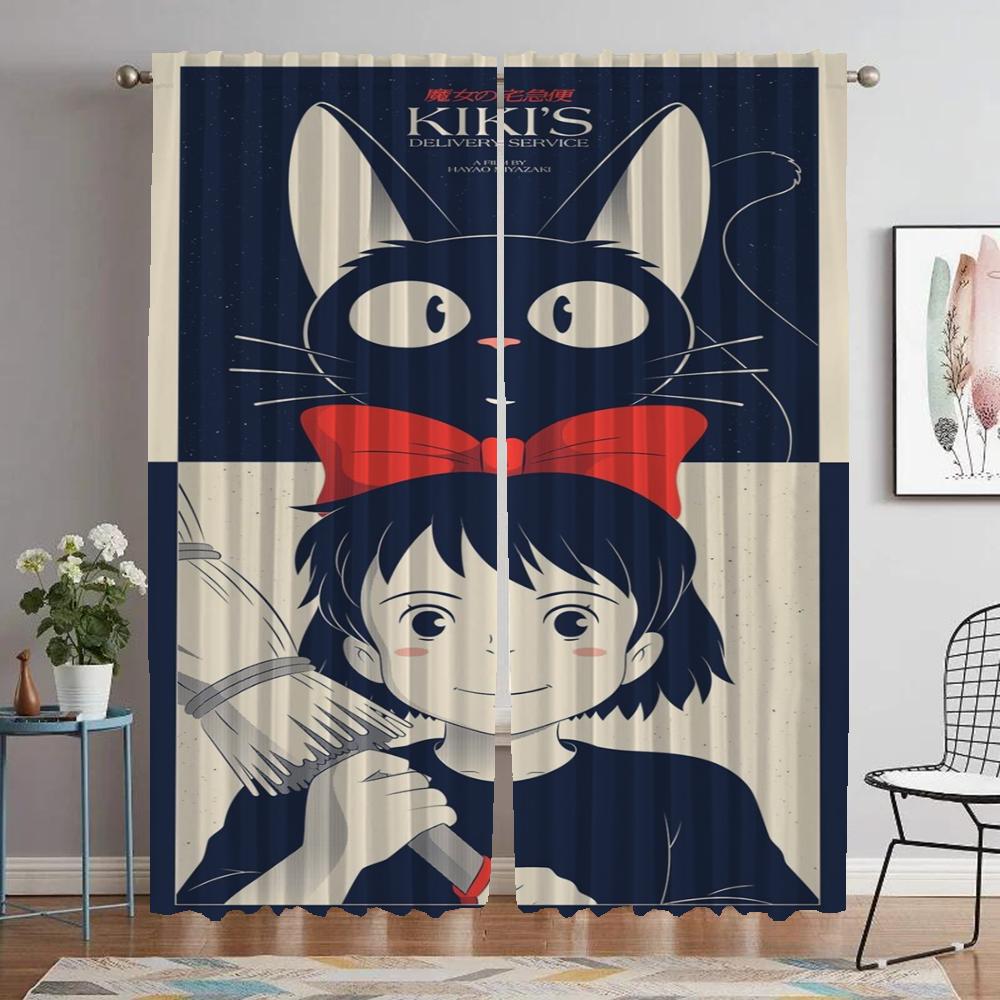 Blackout Curtains for Camera Kiki's Delivery Service Curtains Child Room Halloween Decoration Window Curtain Tulle for Bedroom