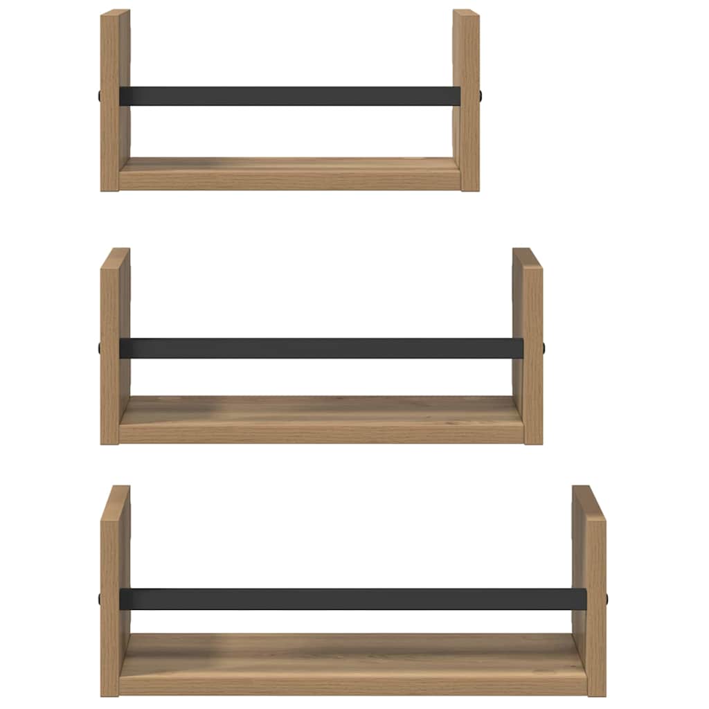 Wall Shelf Set 3 pcs Artisan Oak 40x16x14cm Engineered Wood