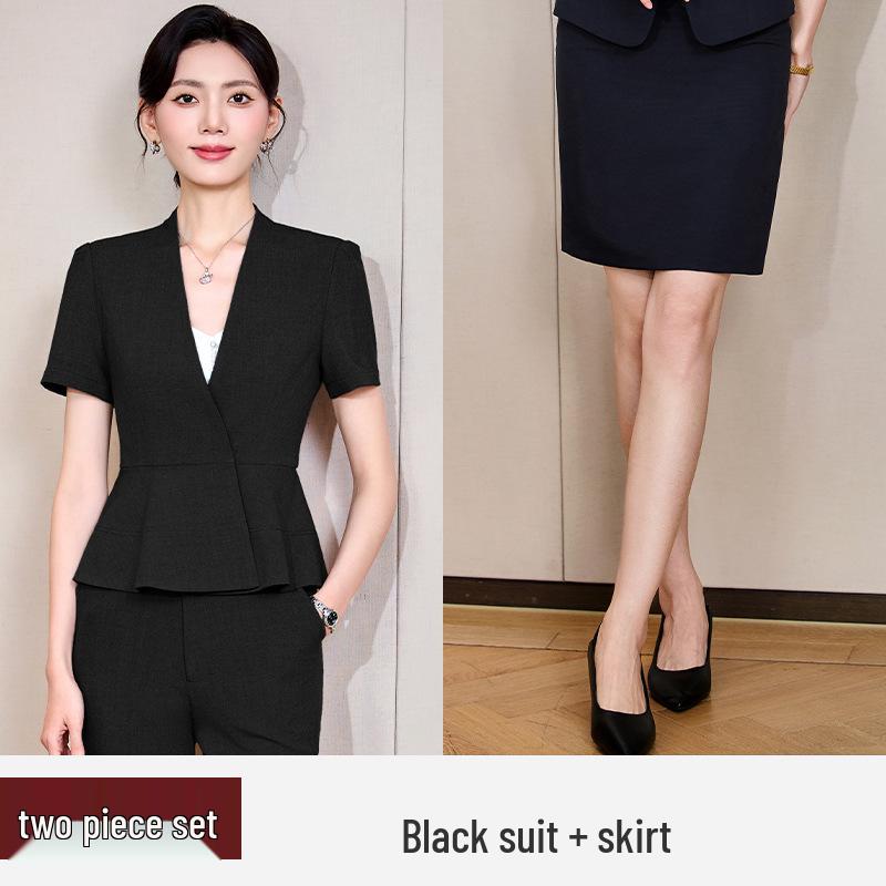 Women's Short Sleeve Professional Suit for Salon and Hotel Work