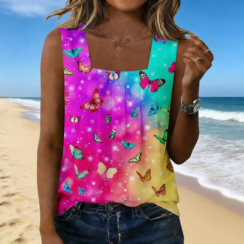 Women's Fashionable Casual Vintage Print Tank Top