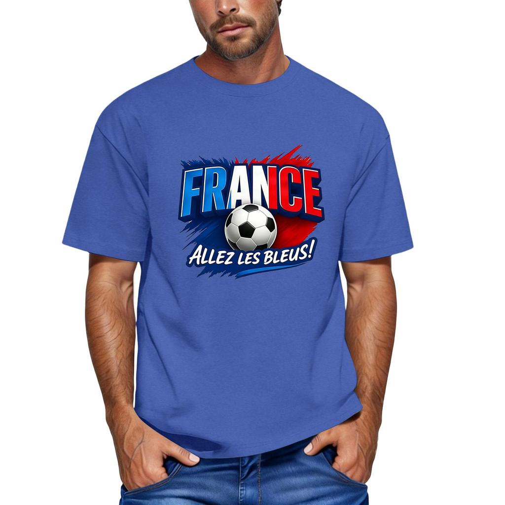 Men's Short Sleeve Crew Neck T-Shirt with Football Graphic and Text Print Casual Fit Lightweight Top for Everyday Wear