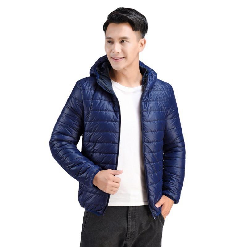 New Men's Light and Fashionable Cotton Clothes Men's Winter Korean Version Slim-fit Hooded Solid-color Warm Cotton-padded Coat Men's
