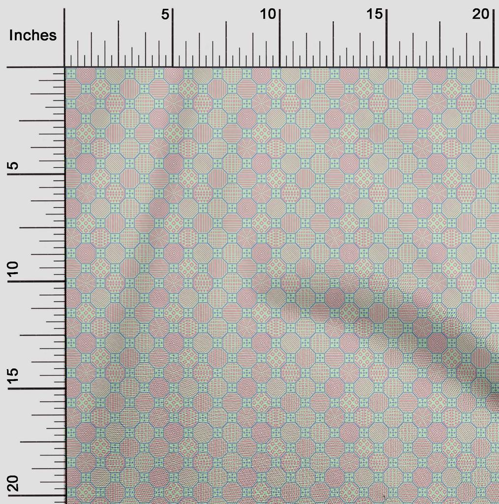 oneOone Cotton Flex Fabric Stripe|Check & Geometrical Shapes Geometric Print Fabric BTY 40 Inches