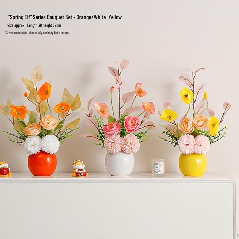 Nordic Artificial Flower Decor: Realistic Floral Arrangements for Living Room & Dining Table.