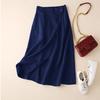 Damska spódnica trzy czwarte jednokolorowe duże obszycie w pasie A-line przycisk ozdobny element ubioru Streetwear wysokiej talii Lady spódnica na lato ubrania damskie