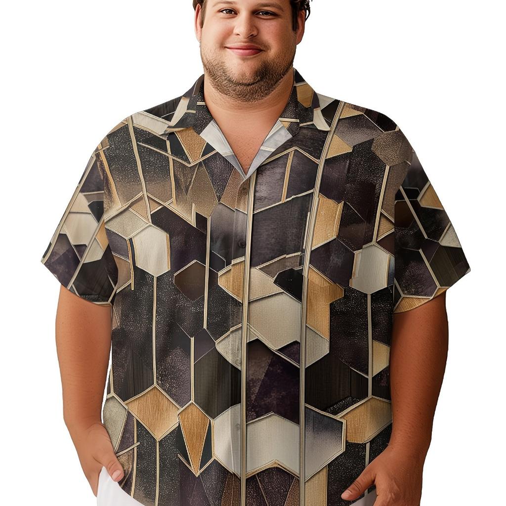 Men's Christmas printed casual shirt, hip-hop streetwear, loose short sleeved summer fashion shirt
