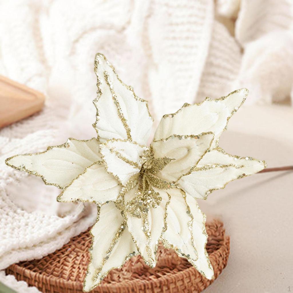 Künstliches Weihnachts-Samt-Mittelstück mit Blumen, Funkelnde Winterdekoration, Schmiedeeisen