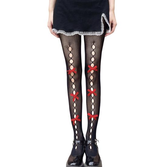 Women Lolita Pantyhose Bow-knot Decor Dress-up Skinny Anti-slip Women Lolita Pantyhose Stage Show Garment