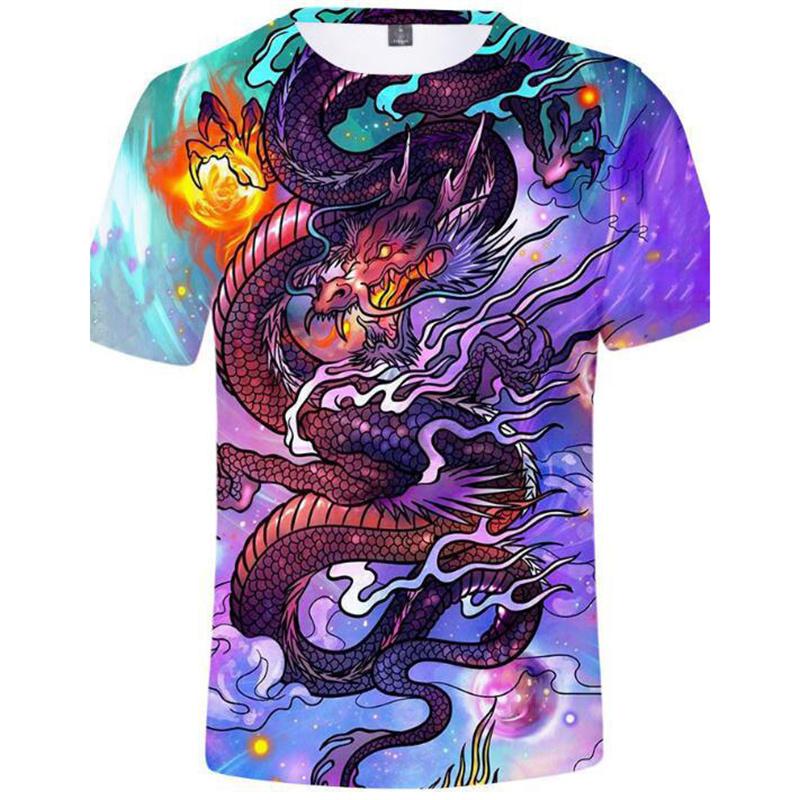 

Summer Dragon T-Shirts Animal 3D Print Men Women Round Neck Short Sleeve T Shirt Casual Hip Hop XXS