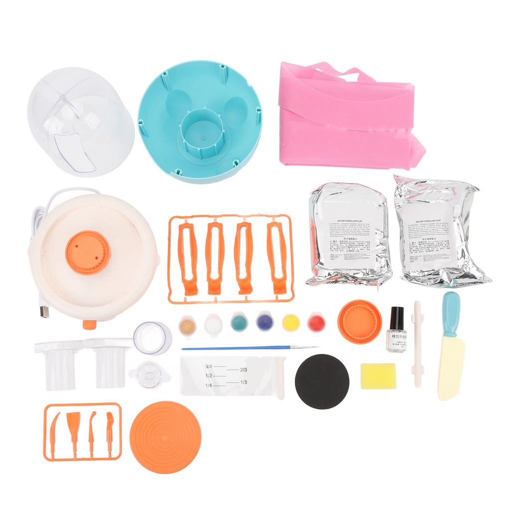 Kids Pottery Wheel Kit with Clay and Tools Plug in Adjustable Speed Electric Pottery Machine Art