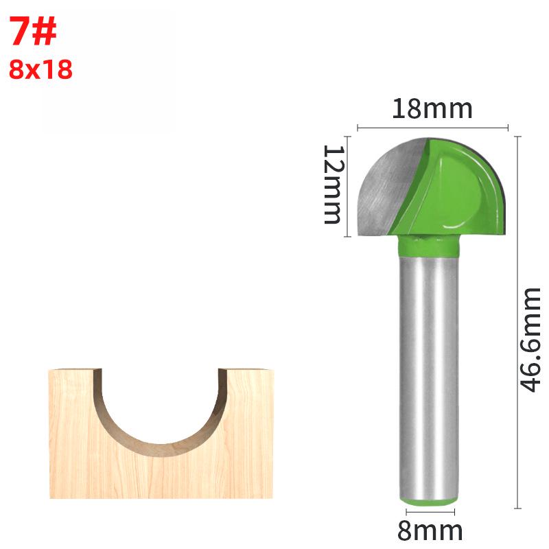 8-Pattern Round Bottom & Head Woodworking Milling Cutter, Grooving & Trimming Router Bit for Engraving & Bakelite Milling