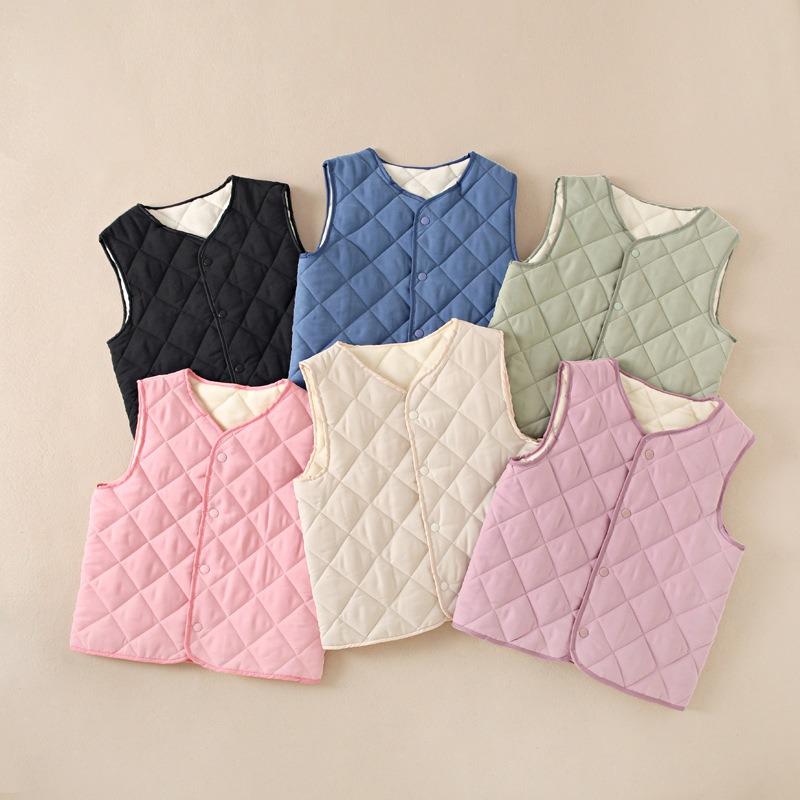 Kids Thickened Warm Padded Sleeveless Cardigan Vest For Boys And Girls