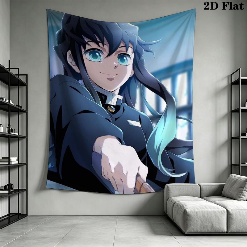 Demon Slayer Wall Tapestry Aesthetic Wall Hanging Printed Fabric Blanket Decorative Tapestries for Bedroom Living Room Home Decor