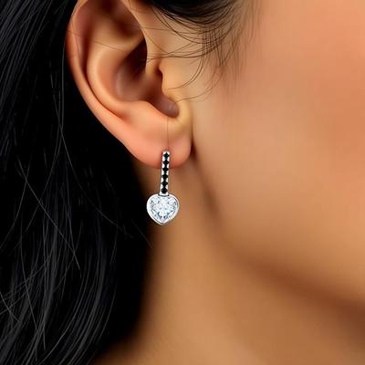 BLACKA AWN Boucles d'oreilles cœur Tendance Boucles d'oreilles noires à clous pour femmes Bijoux féminins
