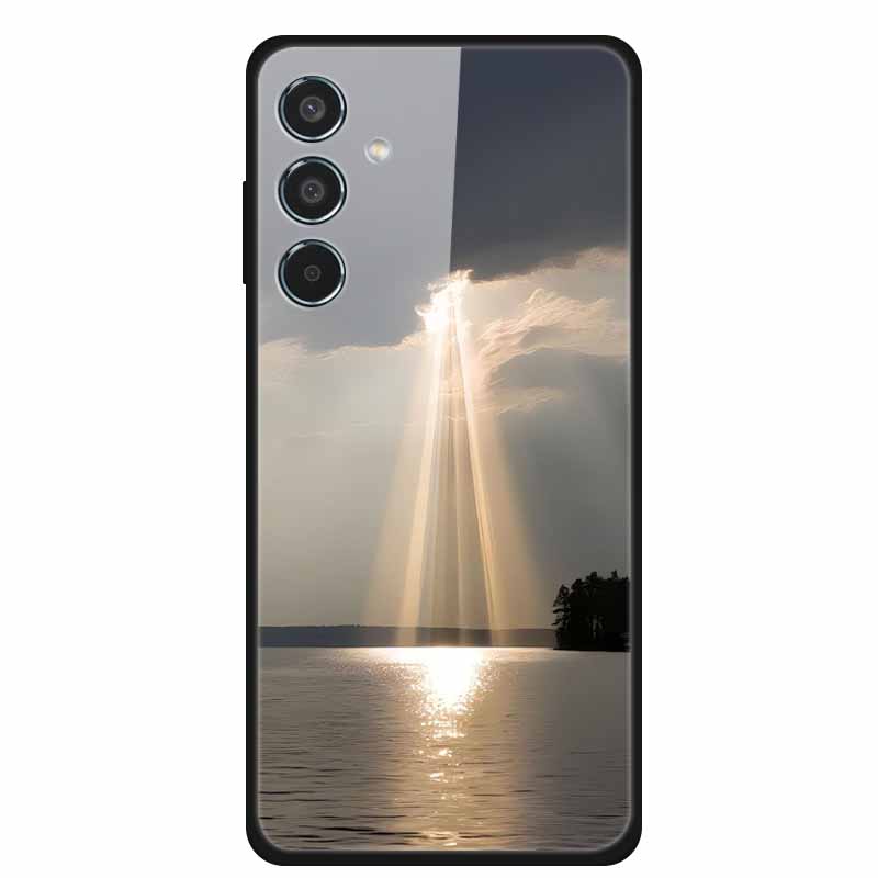 Glass Cellphone Case For Samsung Galaxy M35 Hard Plastic Back Cover For Samsung M 35 Flowers Painted Cases Fundas Shell Shield