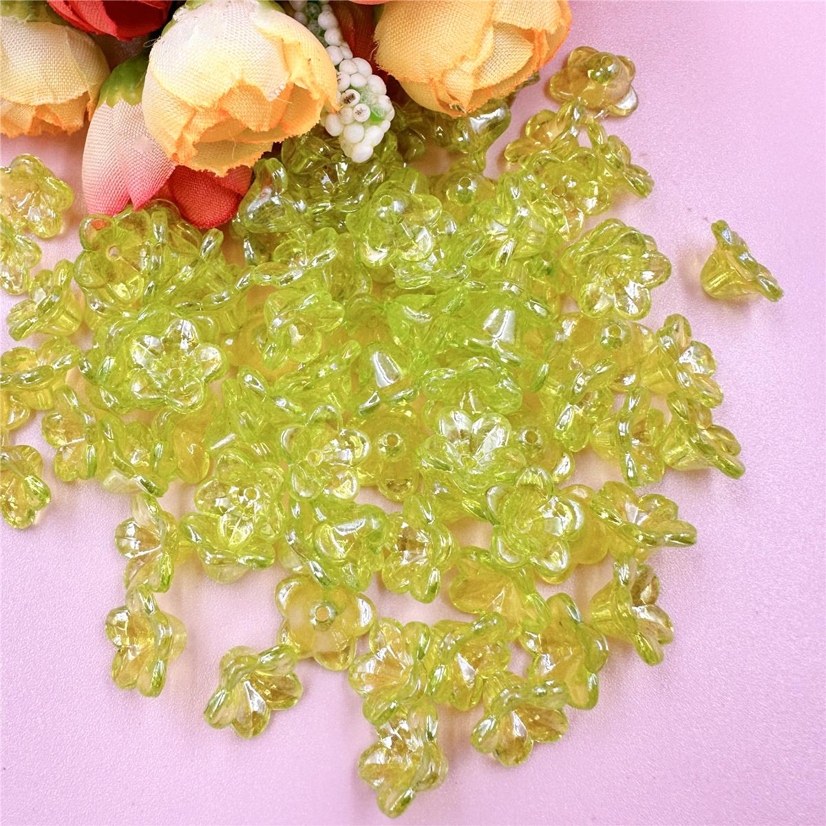 

Изготовление ювелирных изделий ручной работы Ипомея акриловые бусины шапки DIY бисероплетение браслет цветок свободные бусины 12*6,8 мм 200 шт. серьги зелёный