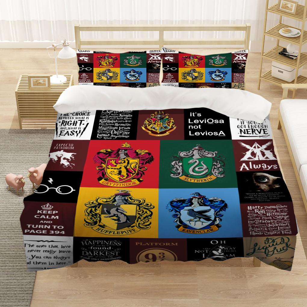 

Comforter Marauders Map Four Magic College 3Pcs S Cartoon Bedding Set Sheet Children Room Bed Sheet Pillow Case Comforter (quilt)-EU Single(135*200cm)3pcs