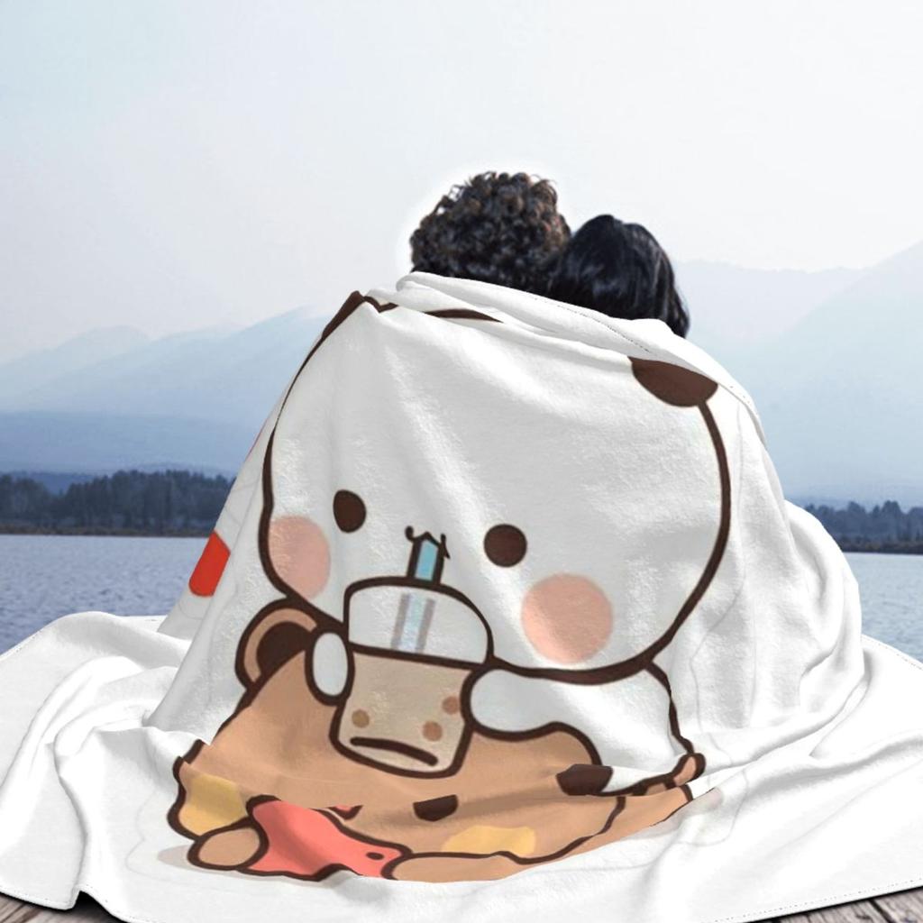 Peach And Goma Bubu Dudu Balloon Blankets Soft Warm Flannel Throw Blanket Plush for Bed Living room Picnic Travel Home Couch