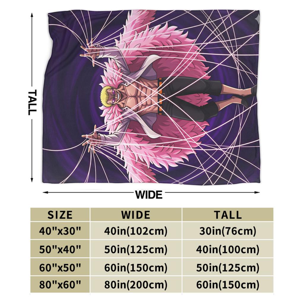 Donquixote Doflamingo Plush Blankets Student One Pieces Flannel Throw Blanket For Living Room Warm Soft Custom Quality Bedspread