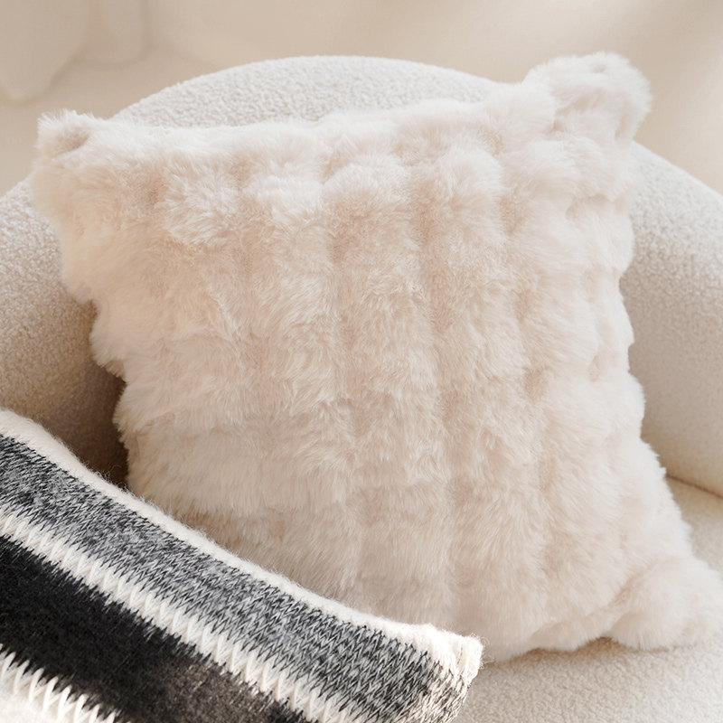 Black & White Modern Throw Pillow Covers Set - Neutral Abstract Striped & Plush Cushion Covers for Living Room Sofa Decor