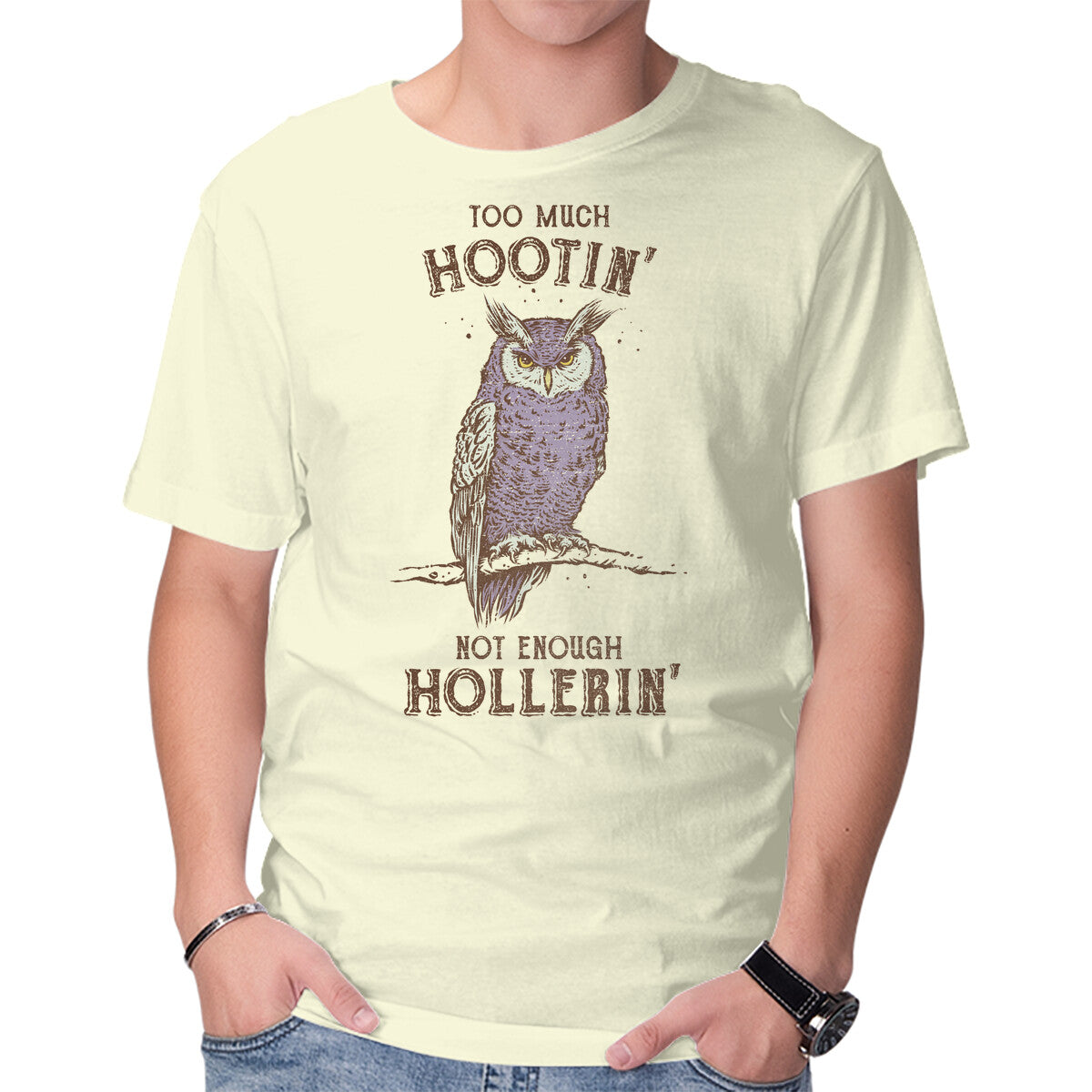 Unisex Crew Neck T-Shirt Too Much Hootin Graphic Short Sleeve Casual Tee XXXL