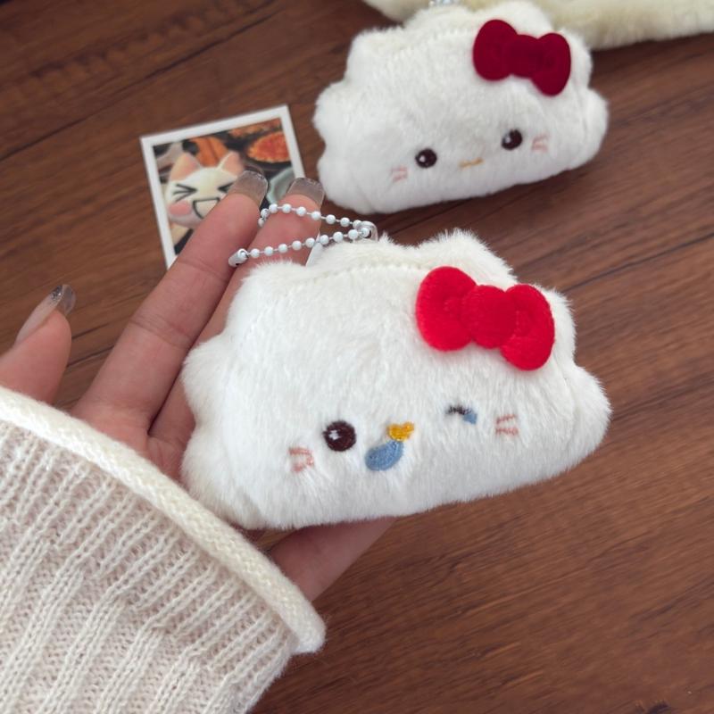 Cute Cartoon Plush Dumpling Keychain Doll Pendant Keychain Kawaii Backpack Hanging Ornament Decoration Accessories Gifts