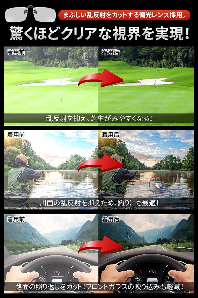 Photochromic Polarized for Driving [KANGYONG] Clip-on Sunglasses, Lenses, Clip-on, Flip-up,