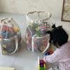 Ins Korean Mesh Hollow Pocket Handbag Large Capacity Baby Toy Storage Bag Swimming Bag Toilet Wash Bag