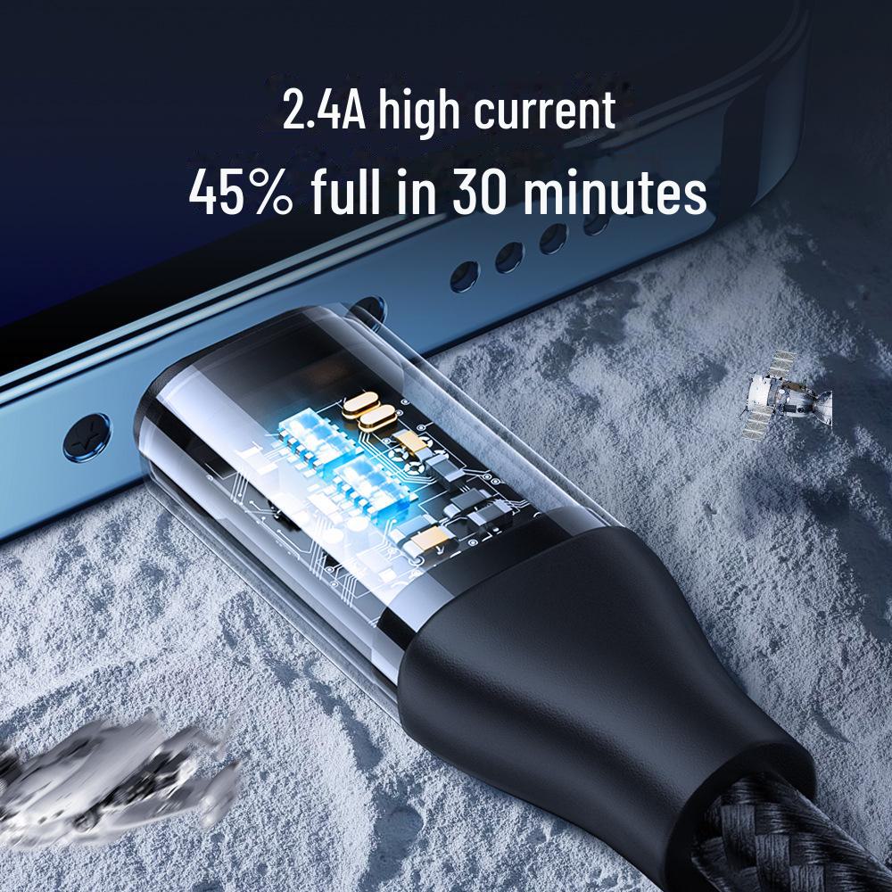 100W Transparent Fast Charging Nylon Braided Data Cable for Mobile Phones