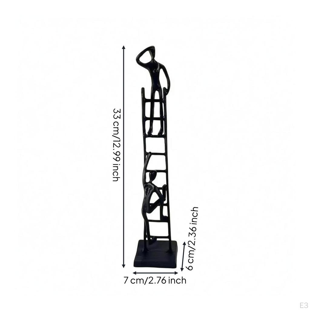 Ladder Frame Sculpture Black Metal Human Figure Abstract Tabletop Ornament Minimalist