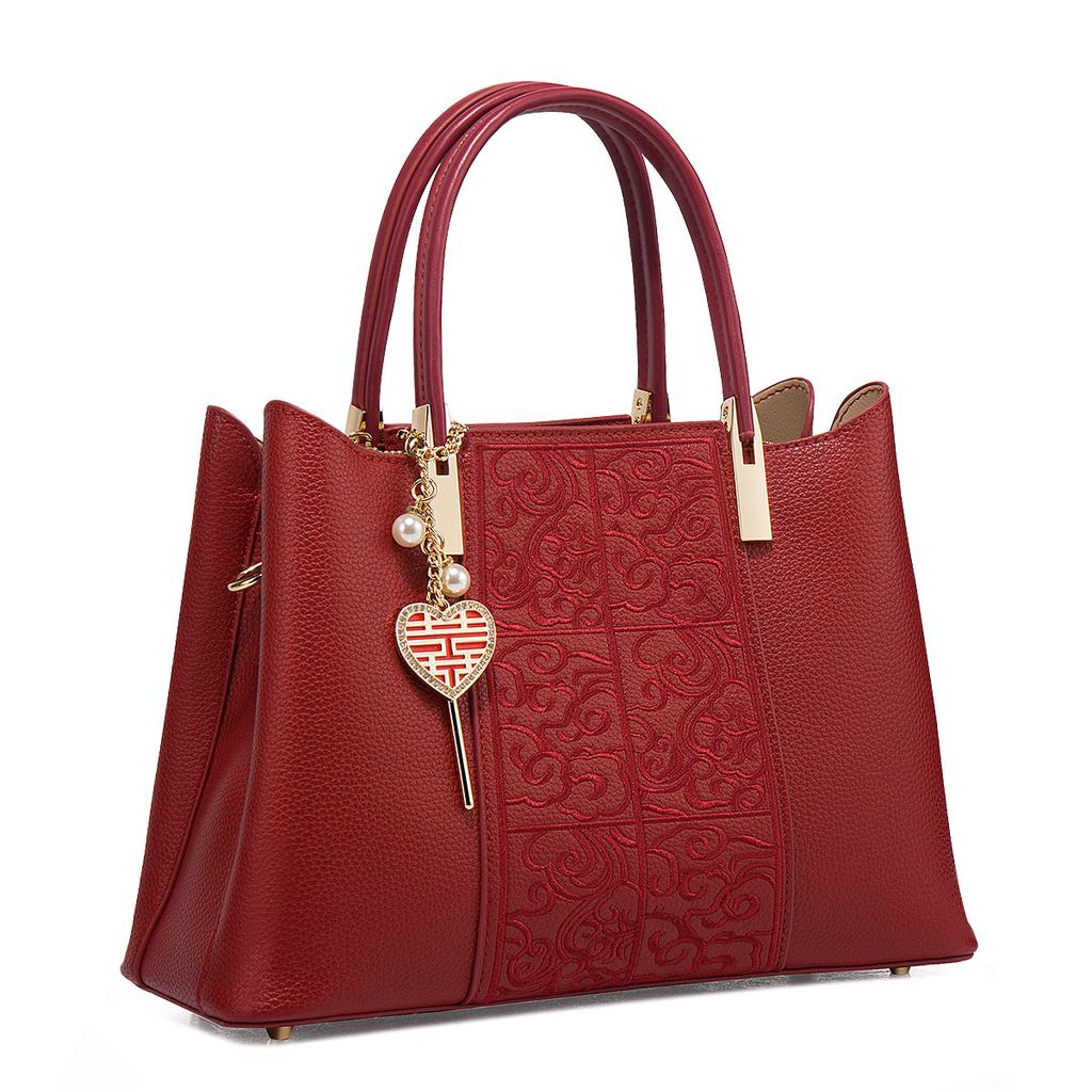 Red Wedding Bag Bridal Bag Women'S Bag Mom Bag Engagement Handbag Large Capacity Atmosphere