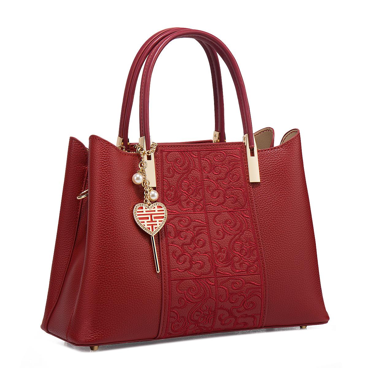 Red Wedding Bag Bridal Bag Women S Bag Mom Bag Engagement Handbag Large Capacity Atmosphere