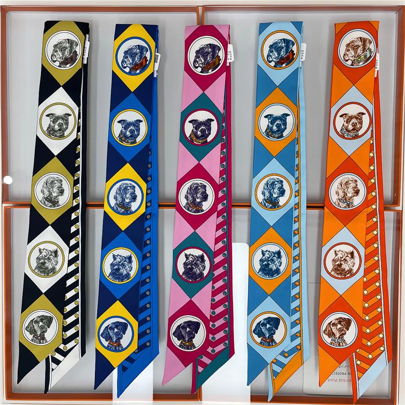 POBING Satteldruck 18m/m Twill Seidenschals Damen Luxusmarke Schal Taschenbänder Krawatte Kopftuch Kleiner Langer Schmaler Schal 86*5CM