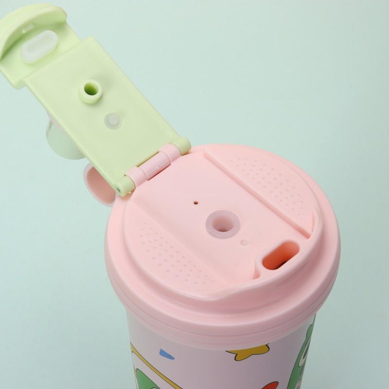 Stainless Steel Insulated Tumbler With Straw Women Cartoon Design Portable Tea Coffee Cup 500ml