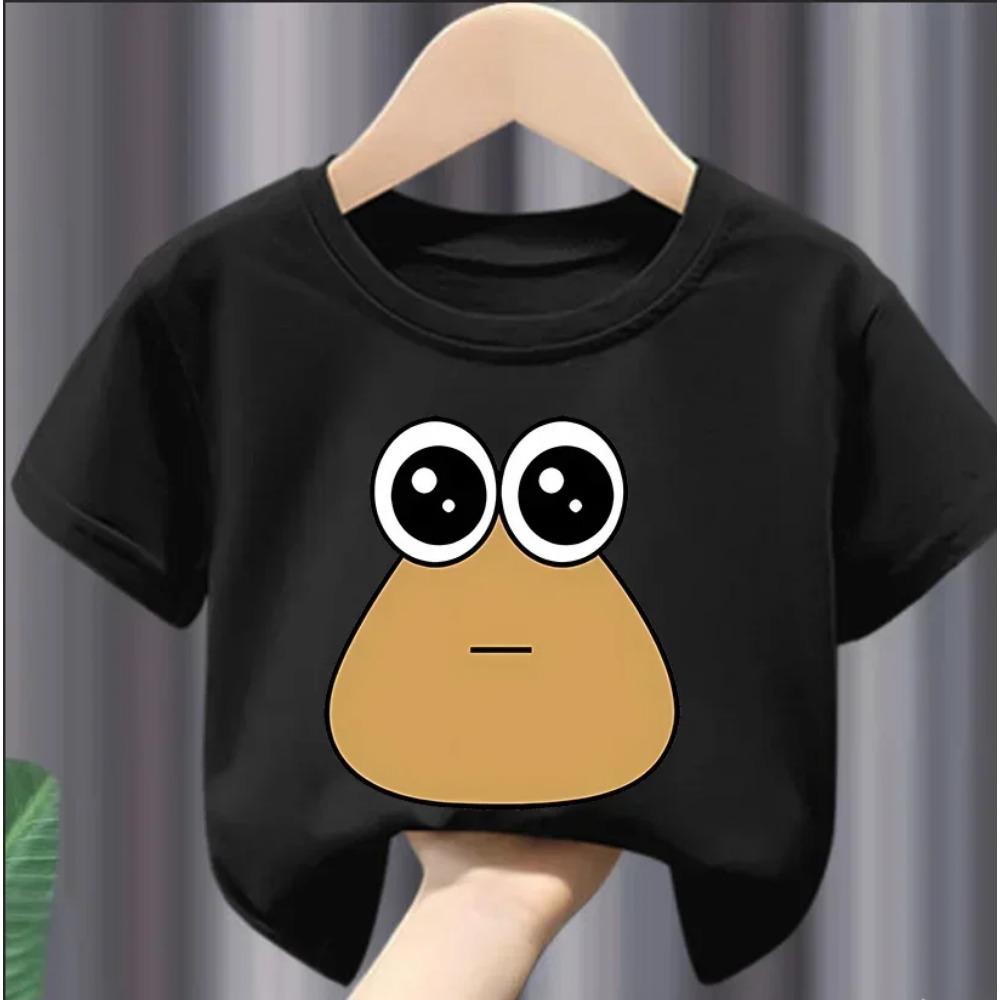 Christmas Cute My Pet Alien Pou Print Kids T-shirts Cartoon Summer Short Sleeve Baby Tees Tops Boys Girl Clothes Tshirts Y2k