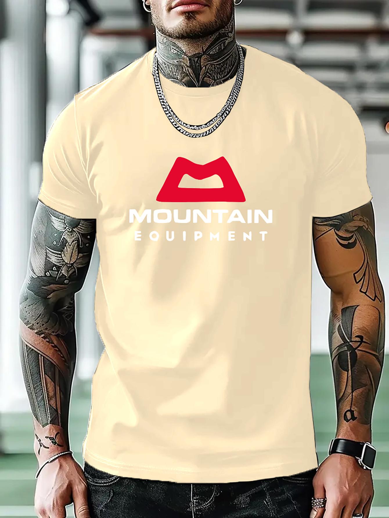 

Mountain Equipment Graphic T-shirt - Olive Green Casual Short Sleeve Crew Neck Tee with Bold Red Logo S
