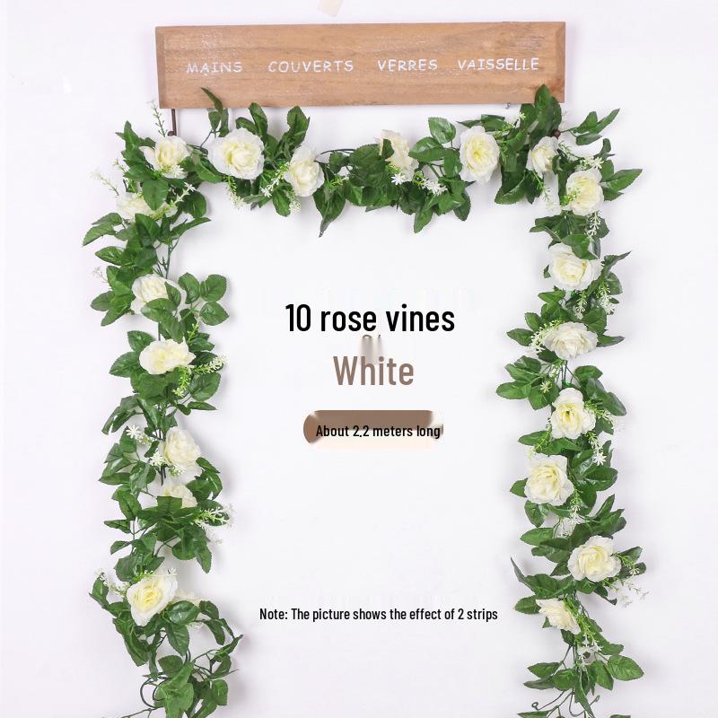 Xiyin Realistische 10-köpfige Rosenranke Künstliche Blumen für Zuhause, Hochzeit oder Außendekoration