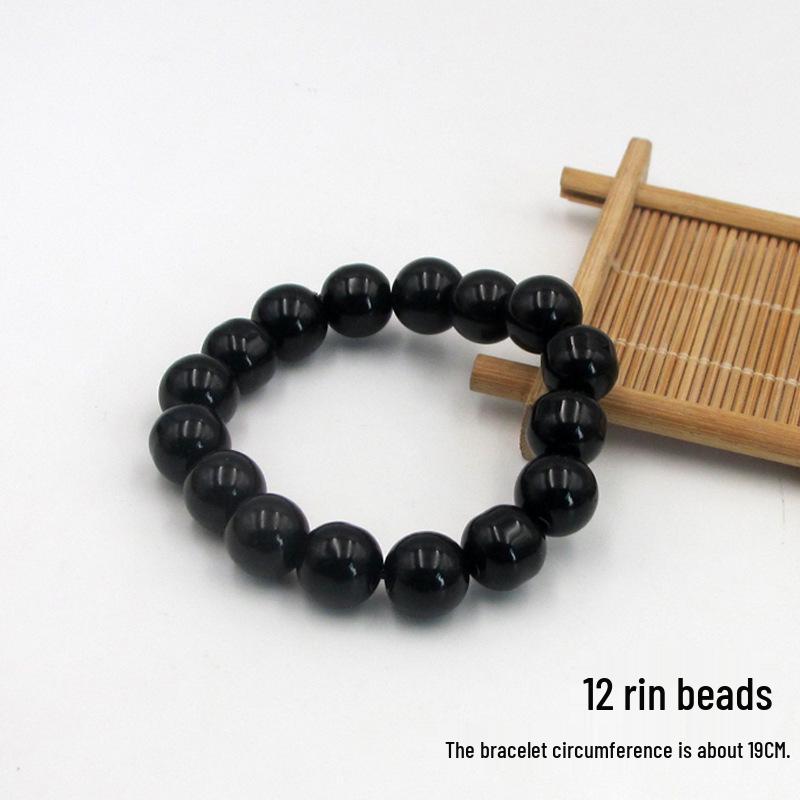 Best-Selling Unisex Black Glass Bracelet - Imitation Obsidian Design