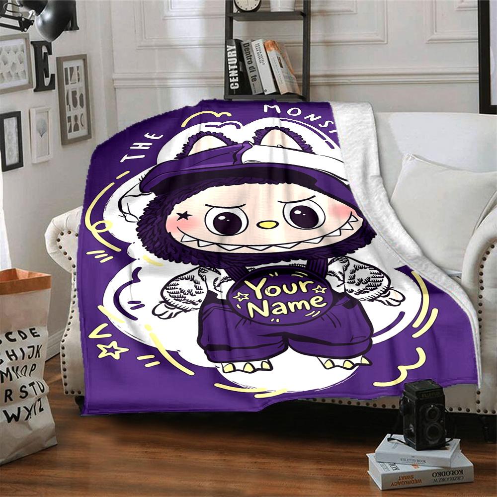 Labubu Personalized Name Blanket Multi-purpose Customizable Blanket Durable Comfort for Home Decor Office Office Chair Living Room for All Occasions