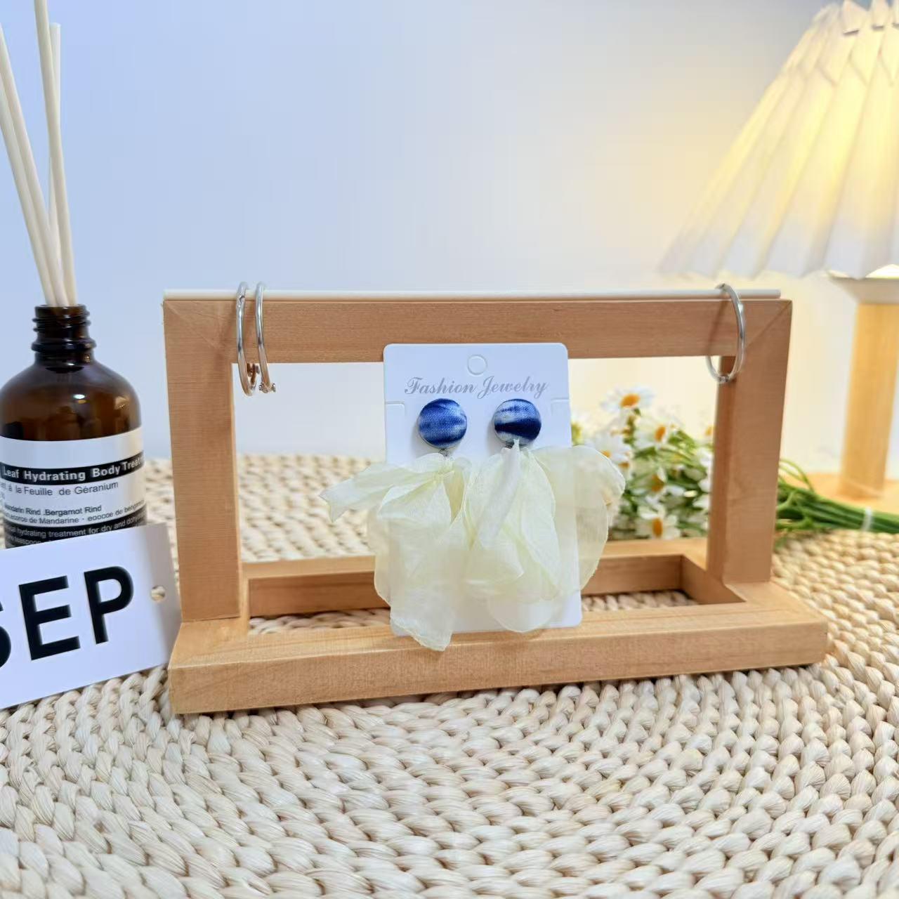 Yunnan Dali Indigo Tie-dye Chiffon Flower Earrings