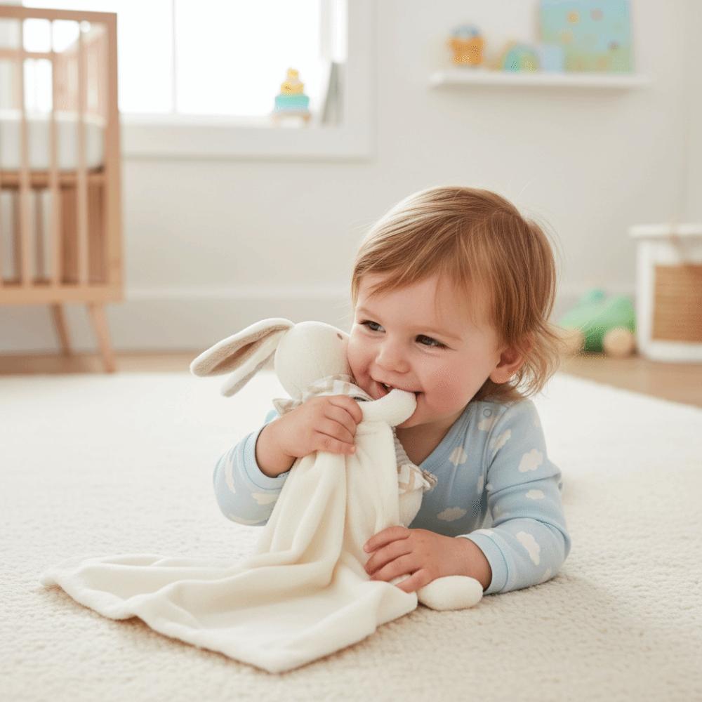 Square Shape Rabbit Square Blanket Cute Embroidery Infant Saliva Towel Infant Use