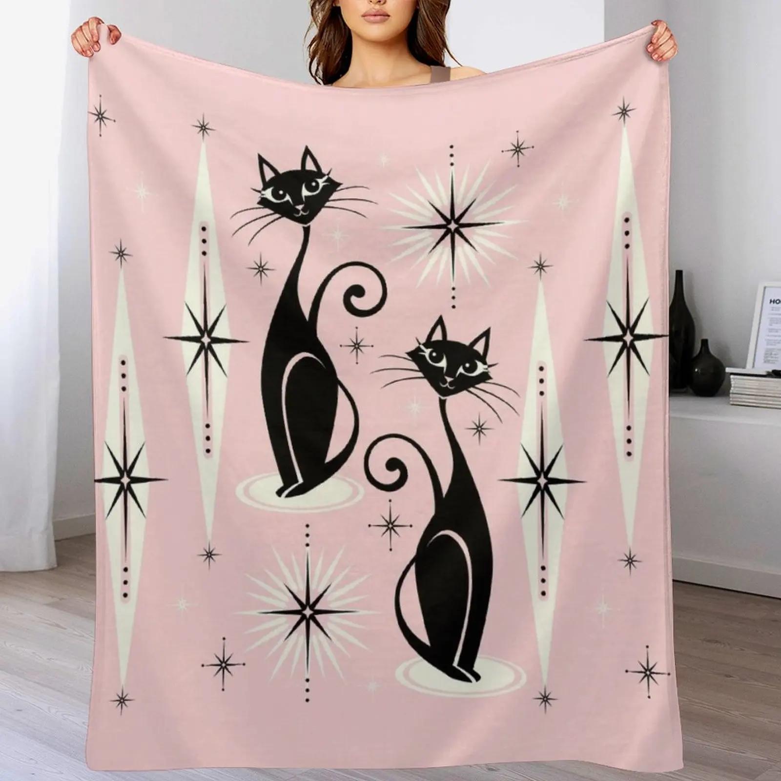 

Mid Century Meow Retro Atomic Cats LG studioxtine Throw Blanket Cozy Light Blanket for Travel Camping Picnic 102x76cm(40x30in)